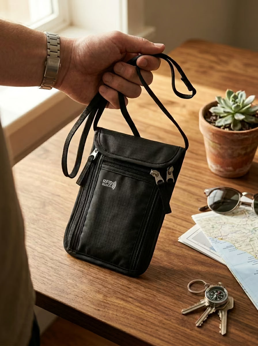 RFID-Blocking Neck Wallet